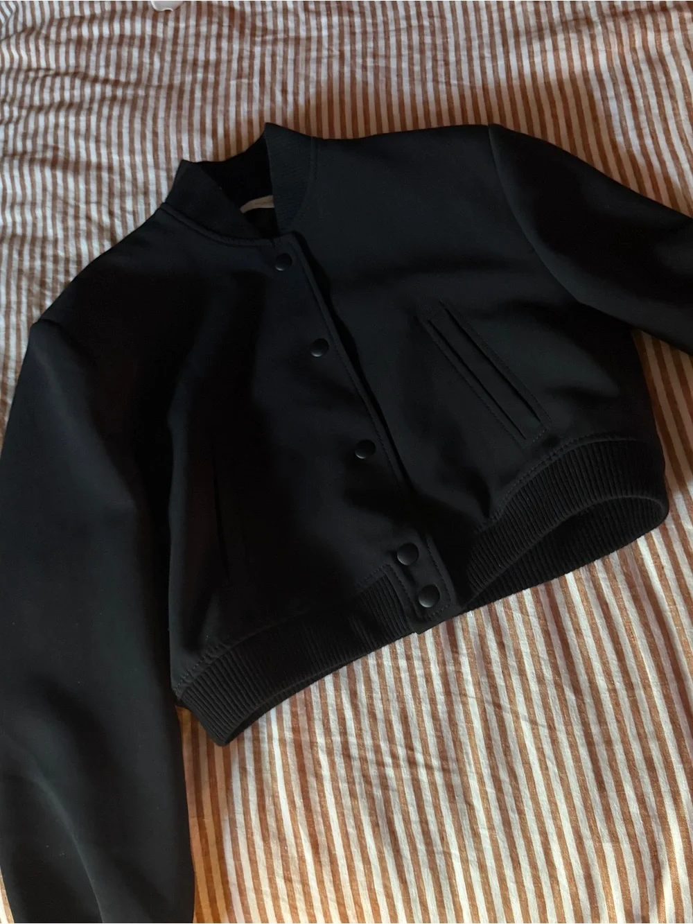 Zara Black Cropped Bomber Jacket
